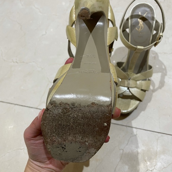 Yves Saint Laurent cream tribute heels - Picture 3 of 4